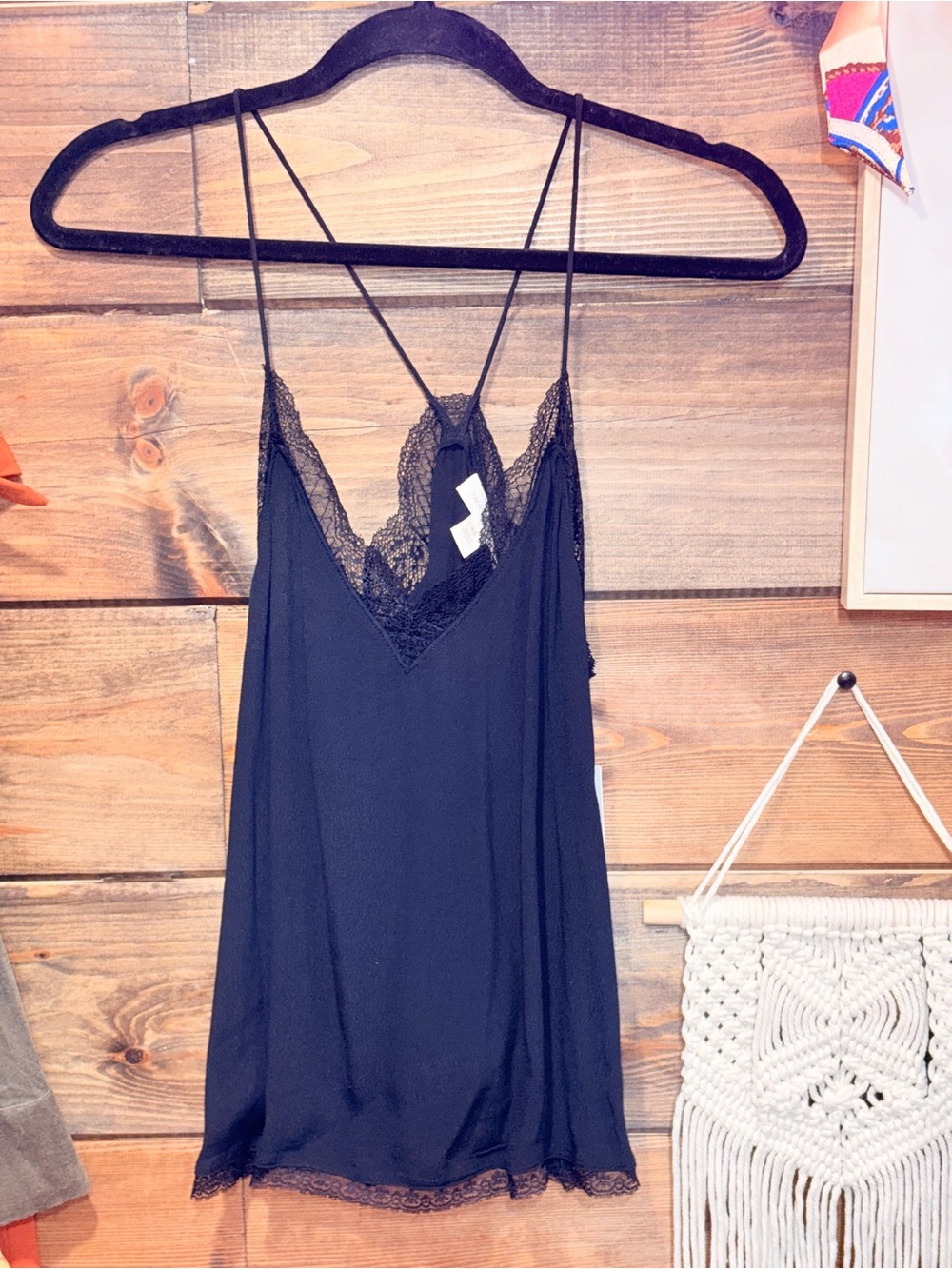 Treasure & Bond Black Lace-Trim Slip Cami